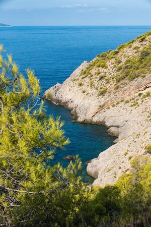 Jagged coast of the island of Kefaloniaの写真素材
