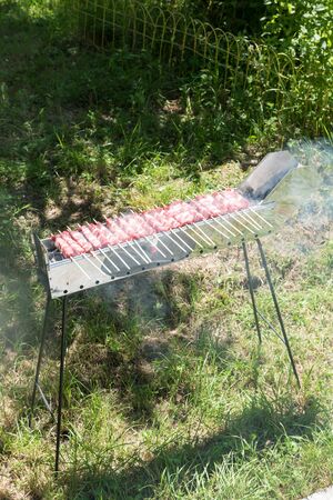 Cooking Abruzzesi arrosticiniの写真素材