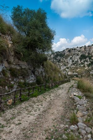 Path on the Sicilian hillsの写真素材