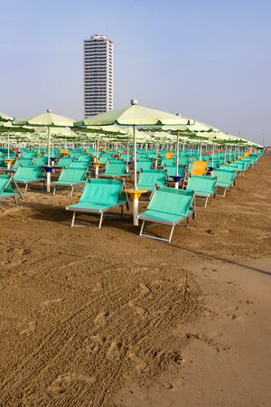 Beach umbrellas in Italyの写真素材