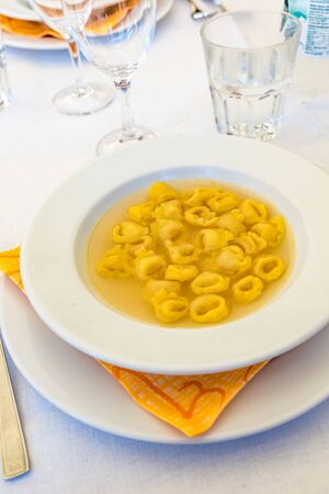 Tortellini in brothの写真素材