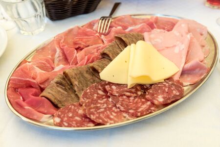 Cold cuts and mixed cheesesの写真素材