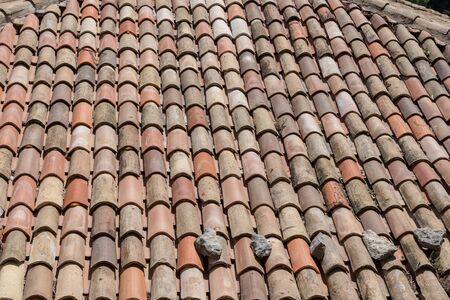 Detail of terracotta roof tilesの写真素材