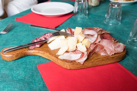 Selection of cold cuts and cheeses from Trentinoの写真素材