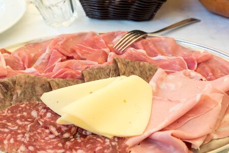 Cold cuts and mixed cheesesの写真素材