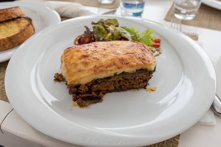 Greek moussaka with vegetableの写真素材