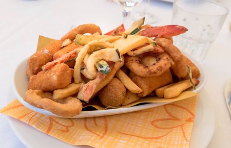 Fried vegetable on plateの写真素材