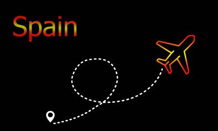 plane on black background with colored flagの写真素材