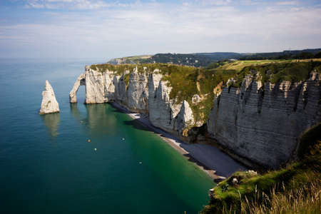 cliffs of etretat in normandy north franceの写真素材