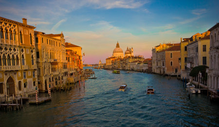 canal view in venice from a bridgeの写真素材