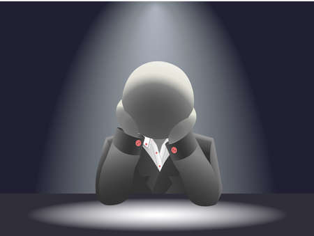 Faceless businessman in a difficult situation in the darkのイラスト素材
