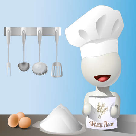 Vector faceless chef with a bag of wheat flourのイラスト素材
