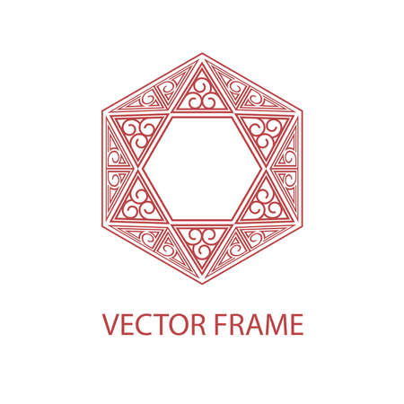 Vector geometric linear style frame - art deco text decoration. Decoration for alcohol production.のイラスト素材