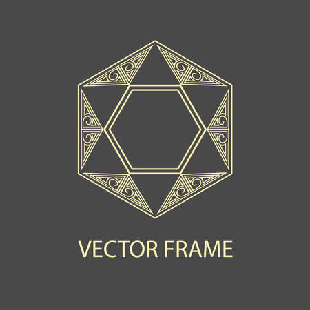 Vector geometric linear style frame - art deco text decoration. Decoration for alcohol production.のイラスト素材
