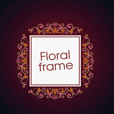 Vector floral linear style frame - art deco border for text. Title and pageのイラスト素材