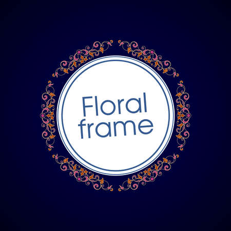 Vector floral linear style frame - art deco border for text. Title and pageのイラスト素材
