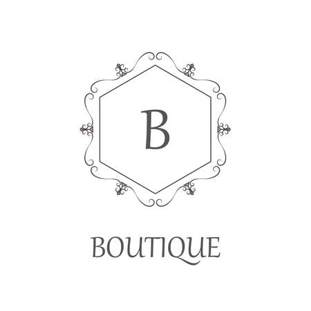 Simple and graceful monogram design template, Elegant lineart logo designのイラスト素材