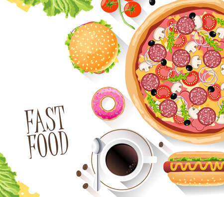 Fast Food and cooking banner. For decoration web-sites, leafのイラスト素材