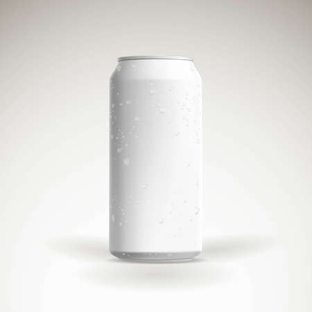 Photorealistic vector beer can mockup with water drops.のイラスト素材