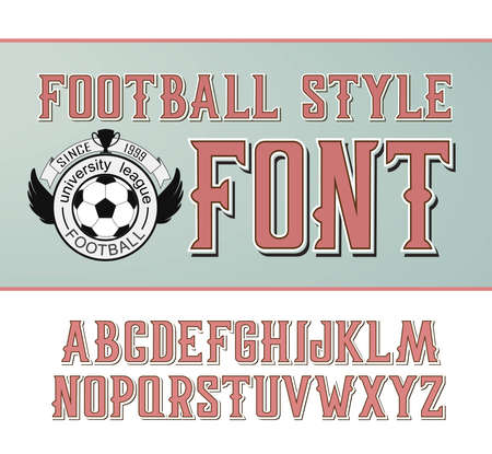 label font, Football style. Red alphabet on white backgroundのイラスト素材