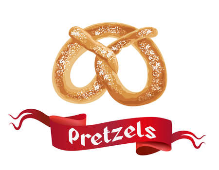 Oktoberfest poster with Pretzels on white background. Octoberfest bannerのイラスト素材
