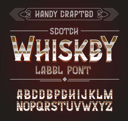 Vector vintage label font. Whiskey label style.のイラスト素材