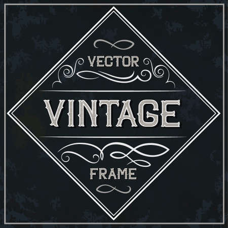 Vector frame - vintage text decoration. Monogram on dark backgroundのイラスト素材