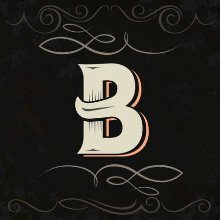 Retro style, western letter design. Letter Bのイラスト素材
