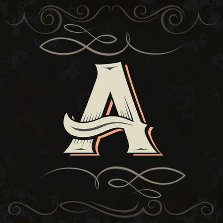 Retro style, western letter design. Letter Aのイラスト素材