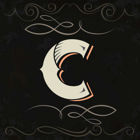 Retro style, western letter design. Letter Cのイラスト素材
