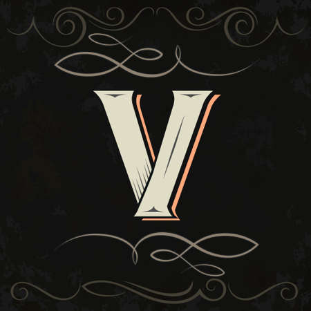 Retro style, western letter design. Letter Vのイラスト素材