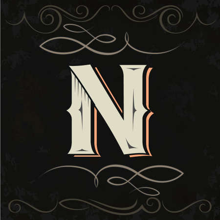 Retro style, western letter design. Letter Nの写真素材