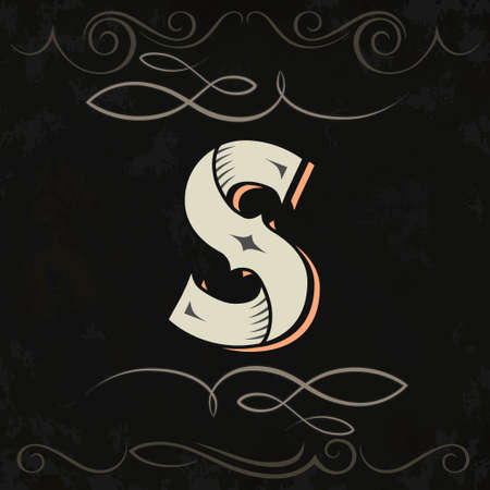 Retro style, western letter design. Letter Sの写真素材