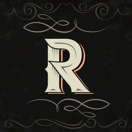 Retro style, western letter design. Letter Rの写真素材