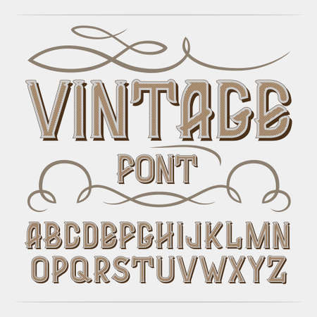 Vintage label font. Alcogol label style with vintage ornament.の写真素材