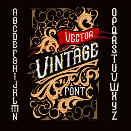 Vintage label font. Alcohol label style.のイラスト素材