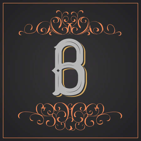 Retro style. Western letter design. Letter Bのイラスト素材