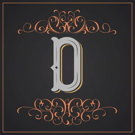 Retro style. Western letter design. Letter Dのイラスト素材