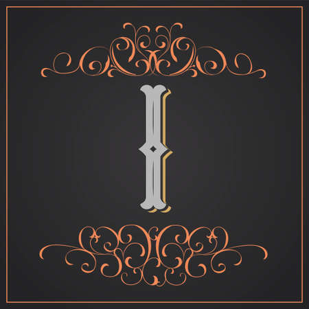Retro style. Western letter design. Letter Iのイラスト素材