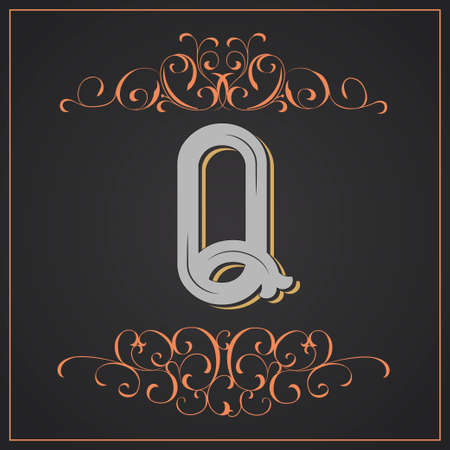 Retro style. Western letter design. Letter Qのイラスト素材
