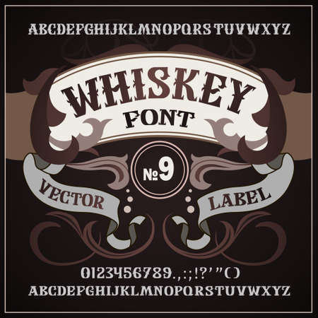 Whiskey label font. Alcohol label style.のイラスト素材