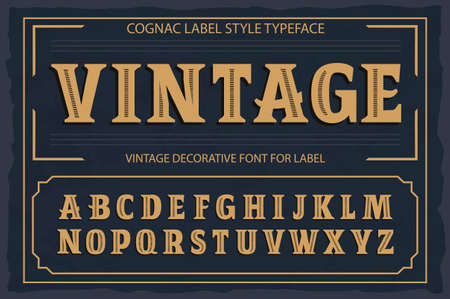 Vintage label font. Cognac label style.のイラスト素材