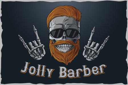 Jolly Barber skull illustration for tshirt printingのイラスト素材