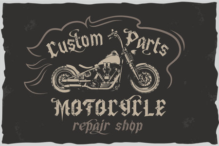 Motorcycle custom repair vector emblem vector vectorのイラスト素材