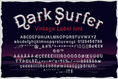 Dark surfer vintage vector label font vector vectorのイラスト素材