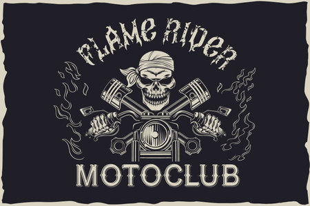 Flame rider motoclub emblem designのイラスト素材