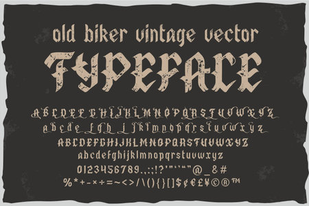 Old biker. Vintage vector dark label fontのイラスト素材