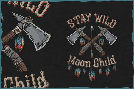 Stay wild moon child - tshirt vector illustrationのイラスト素材