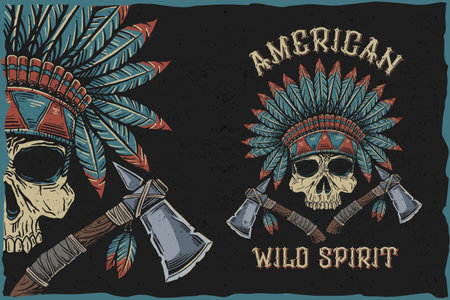 American wild spirit - tshirt vector illustrationの写真素材