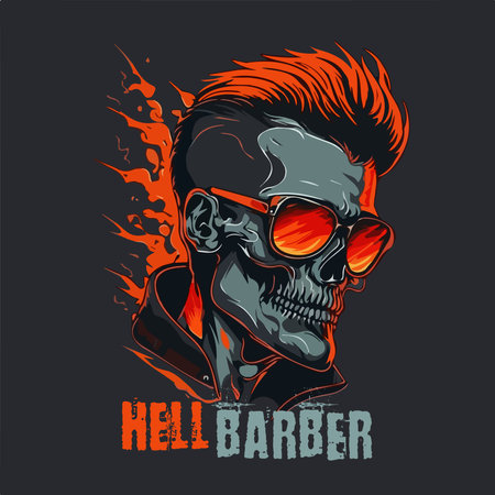 Skull Barber tshirt vector illustration.のイラスト素材